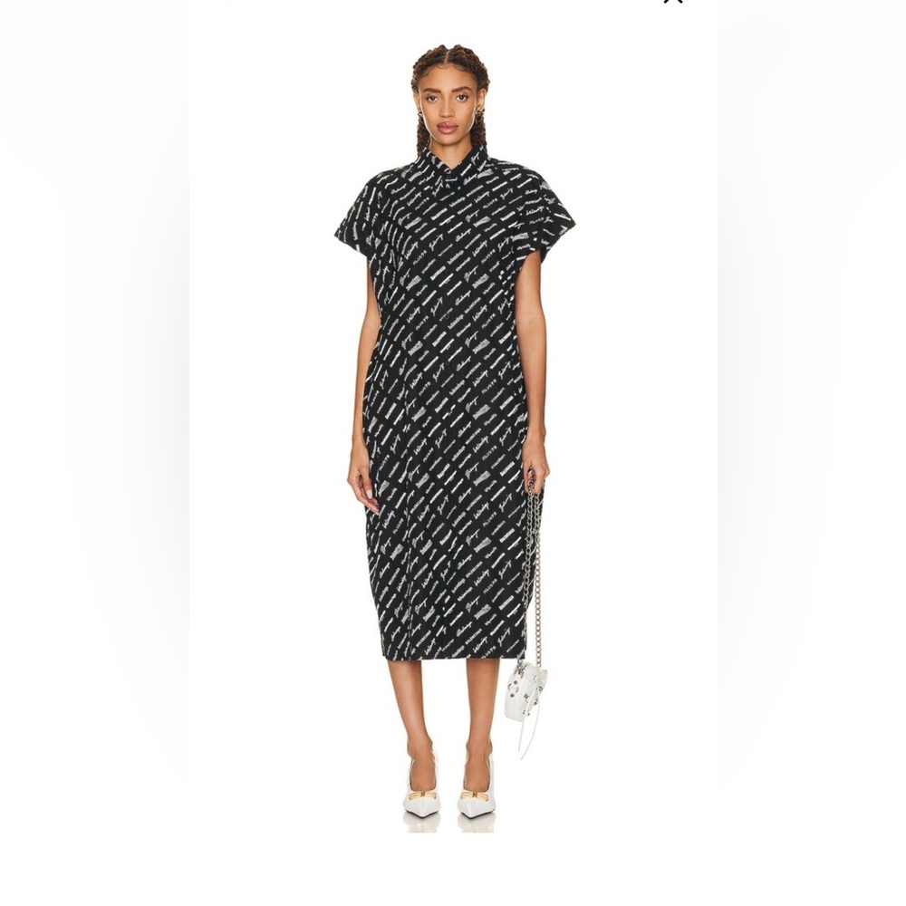 Balenciaga authentic Black and White Script Poplin Dress
